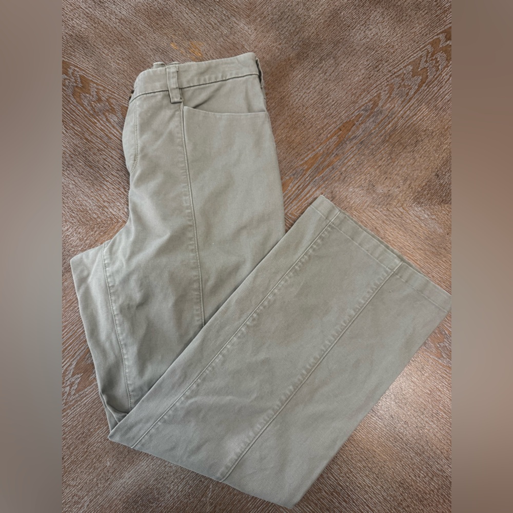 Duluth Trading Co Green Straight Leg Pants Sz 12X31 Elastic Waist32” Inseam28.5”